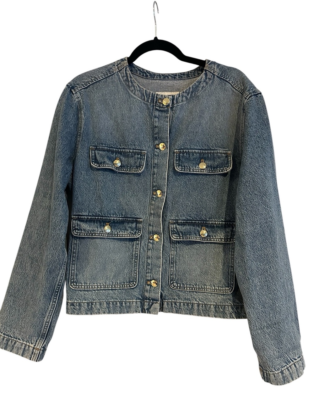 H&M Denim Jacket with Gold Buttons Size L